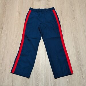 USMC Dress Blues NCO Trousers Mens 32S Blue Red Blood Stripe Pants Poly Wool